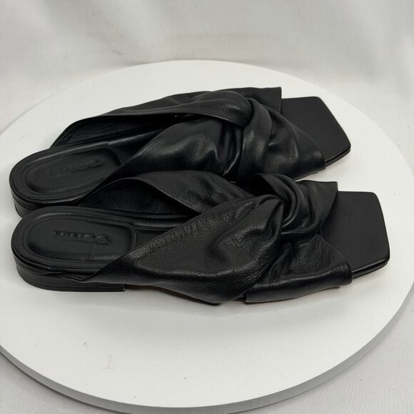 VINCE. Womens Black Twisted Strap Zoya Toe Leather Slide Sandals 7.5M - Picture 2 of 7